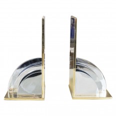 Pair of deco style chrome and brass book ends